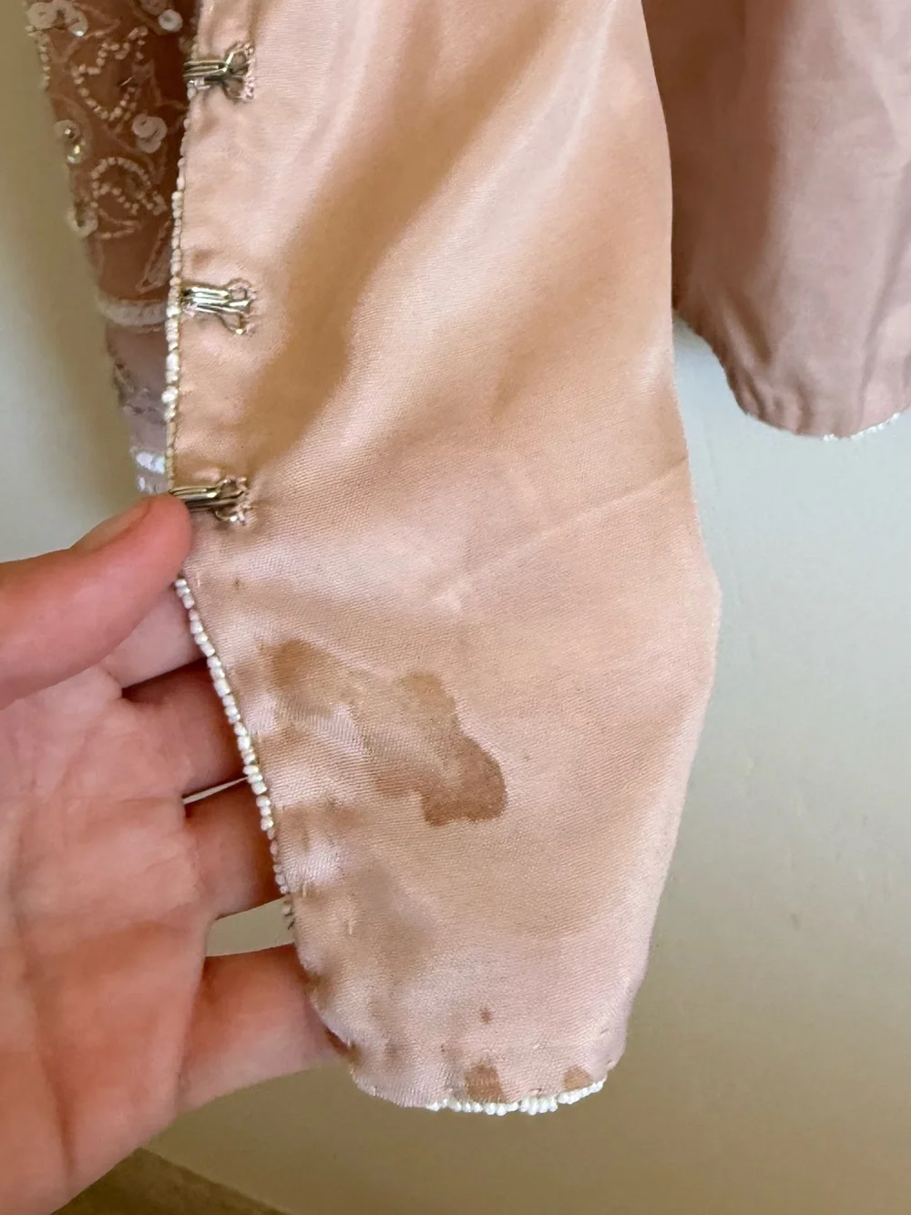 Papell Boutique Evening Beaded Sequin Blush Silk Jacket Size 10 Vintage